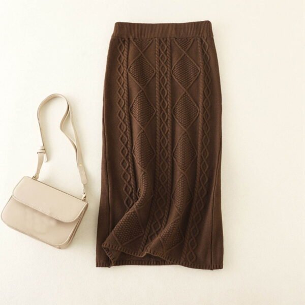 Women Autumn Winter Thick Wool Knitted Skirt Twist Long Straight Skirt Club Basic Leisure Dailywear - Image 2