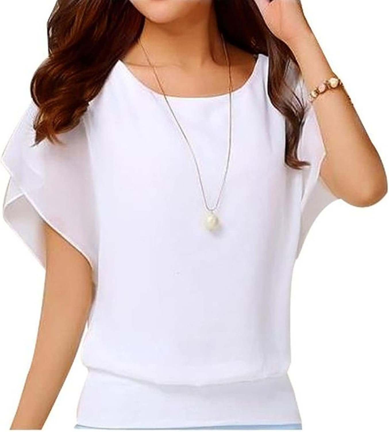 Women's Summer Loose Casual Short Sleeve Chiffon Top T-Shirt Blouse