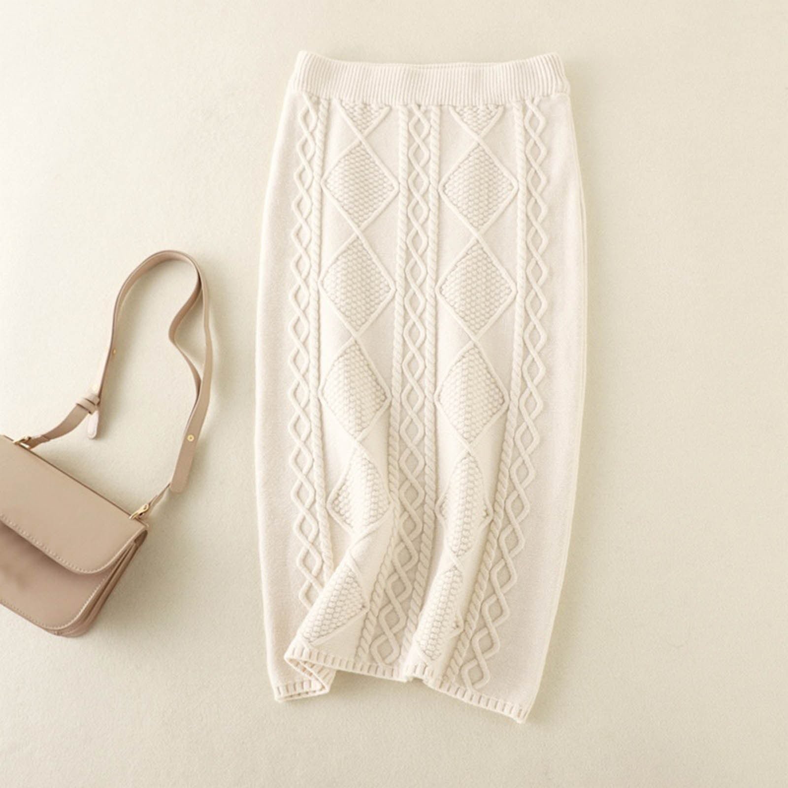 Women Autumn Winter Thick Wool Knitted Skirt Twist Long Straight Skirt Club Basic Leisure Dailywear - Image 2