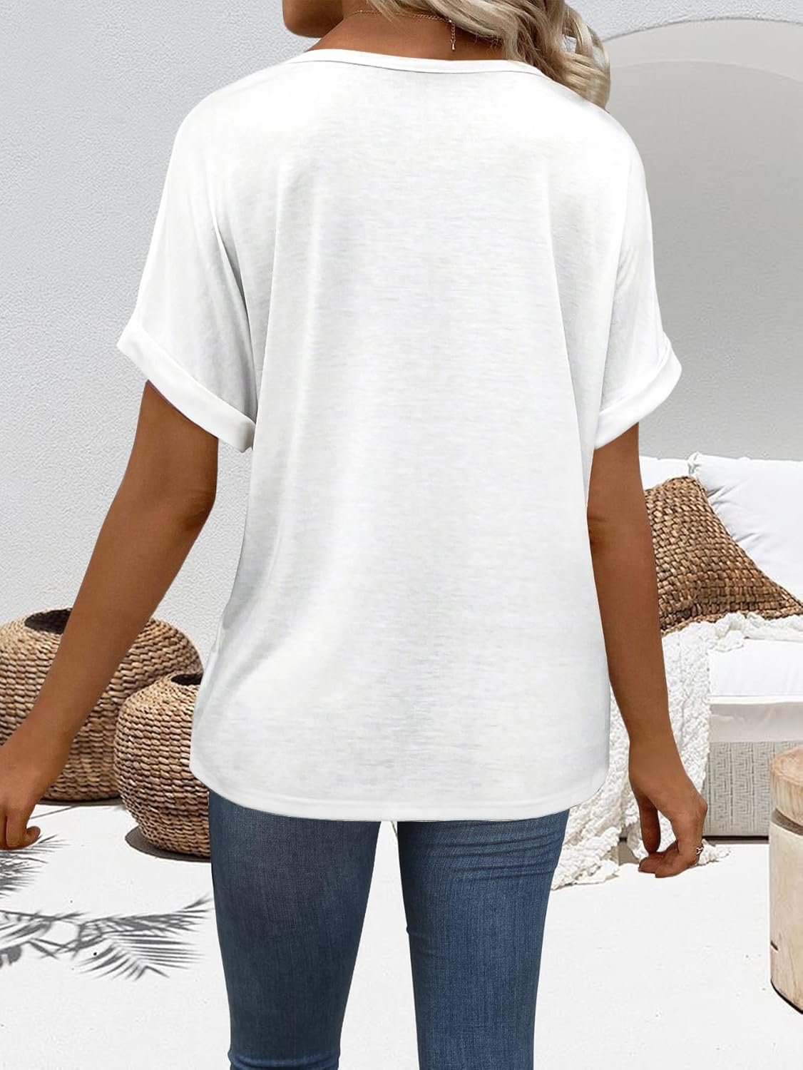 T Shirts Short Sleeve V Neck Tees Women's Fashion Tops Trendy Lightweight Soft 2025 Casual Summer Spring Outfits - Image 2