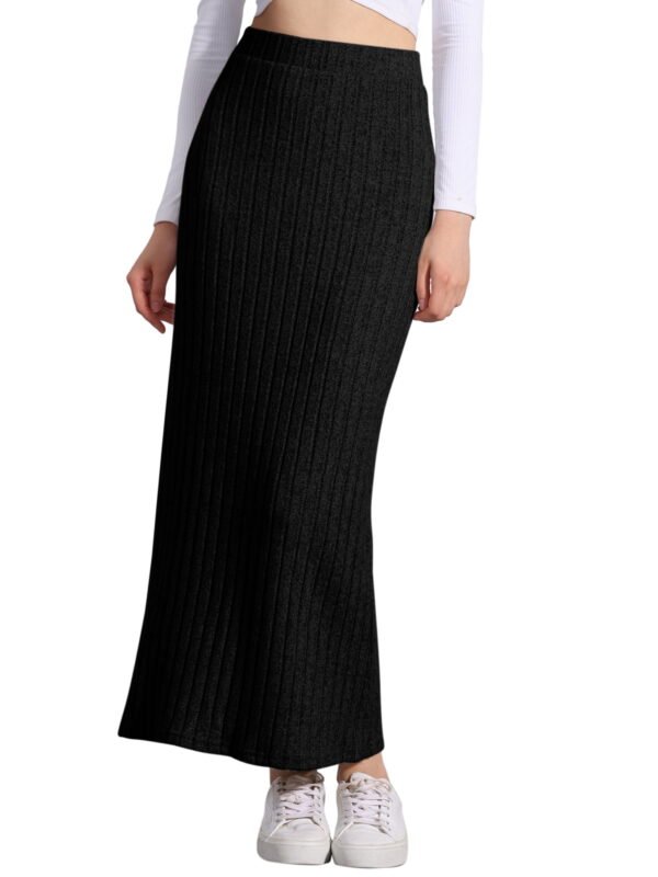Knit Midi Skirt for Women's Slit Bodycon Hight Waist Skirt
