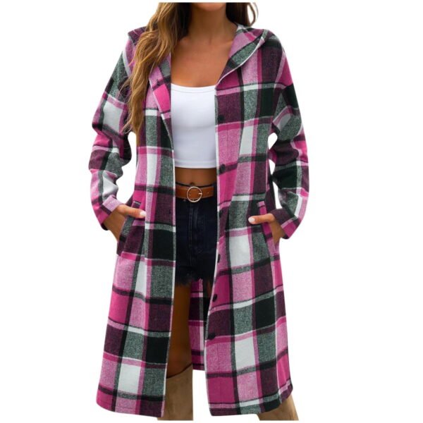 Women's Jackets Regular Fit Side Pockets with Button Fall and Winter Coats for Women Hot Pink Size 2XL