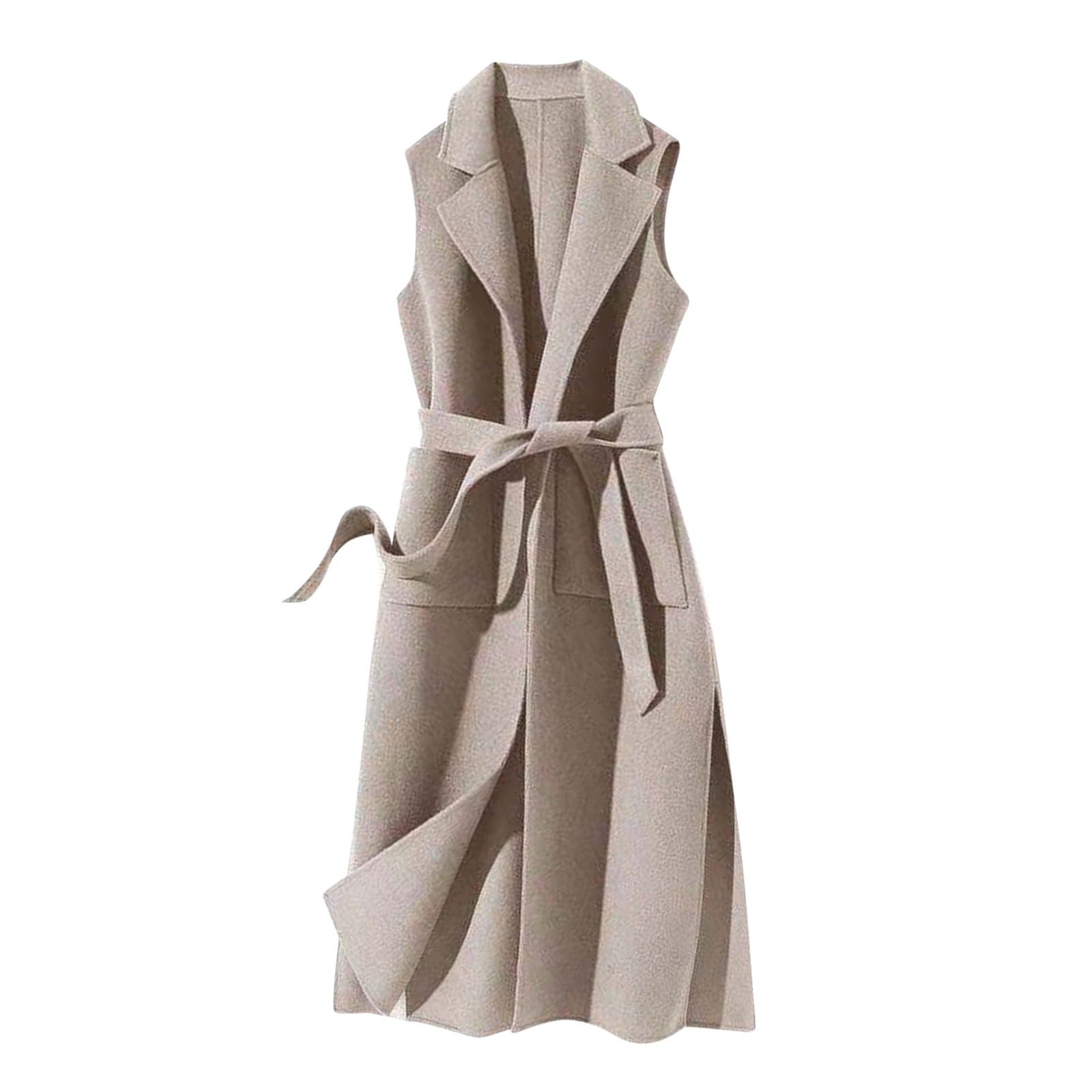 Trench Coats Women's Autumn And Winter Vest Woolen Solid Color Strap Personality Long Jacket Fall Winter Clothes L