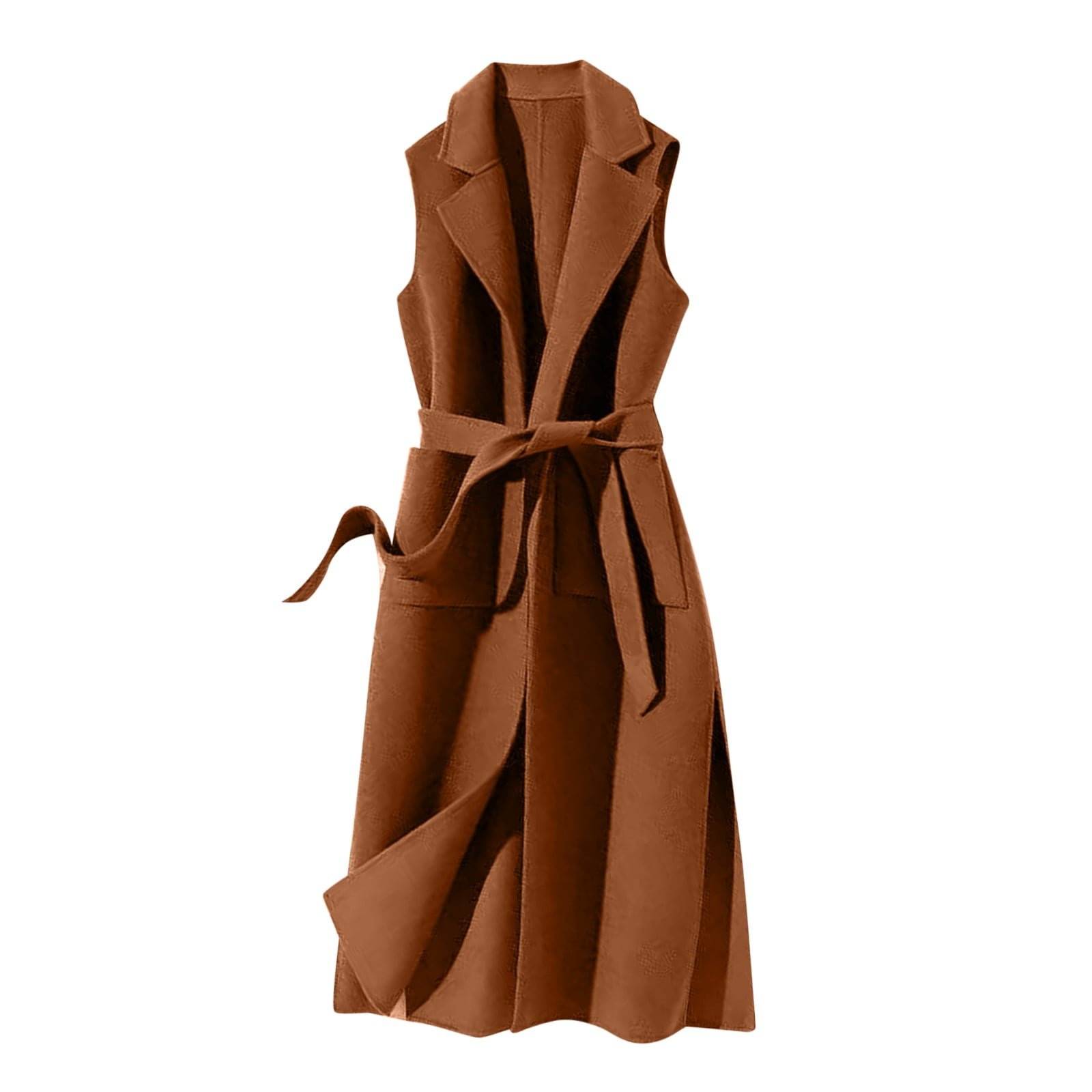 Trench Coats Women's Autumn And Winter Vest Woolen Solid Color Strap Personality Long Jacket Fall Winter Clothes L