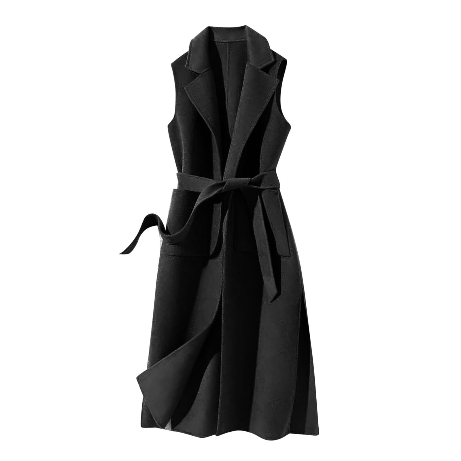 Trench Coats Women's Autumn And Winter Vest Woolen Solid Color Strap Personality Long Jacket Fall Winter Clothes L