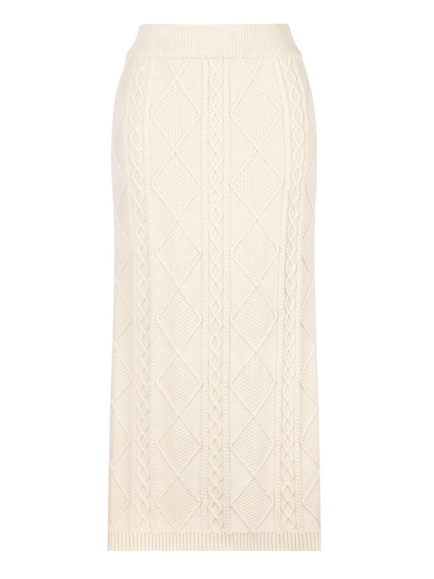 Women's Ribbed Knit Elastic High Waist Pencil Sweater Midi Skirts M Beige