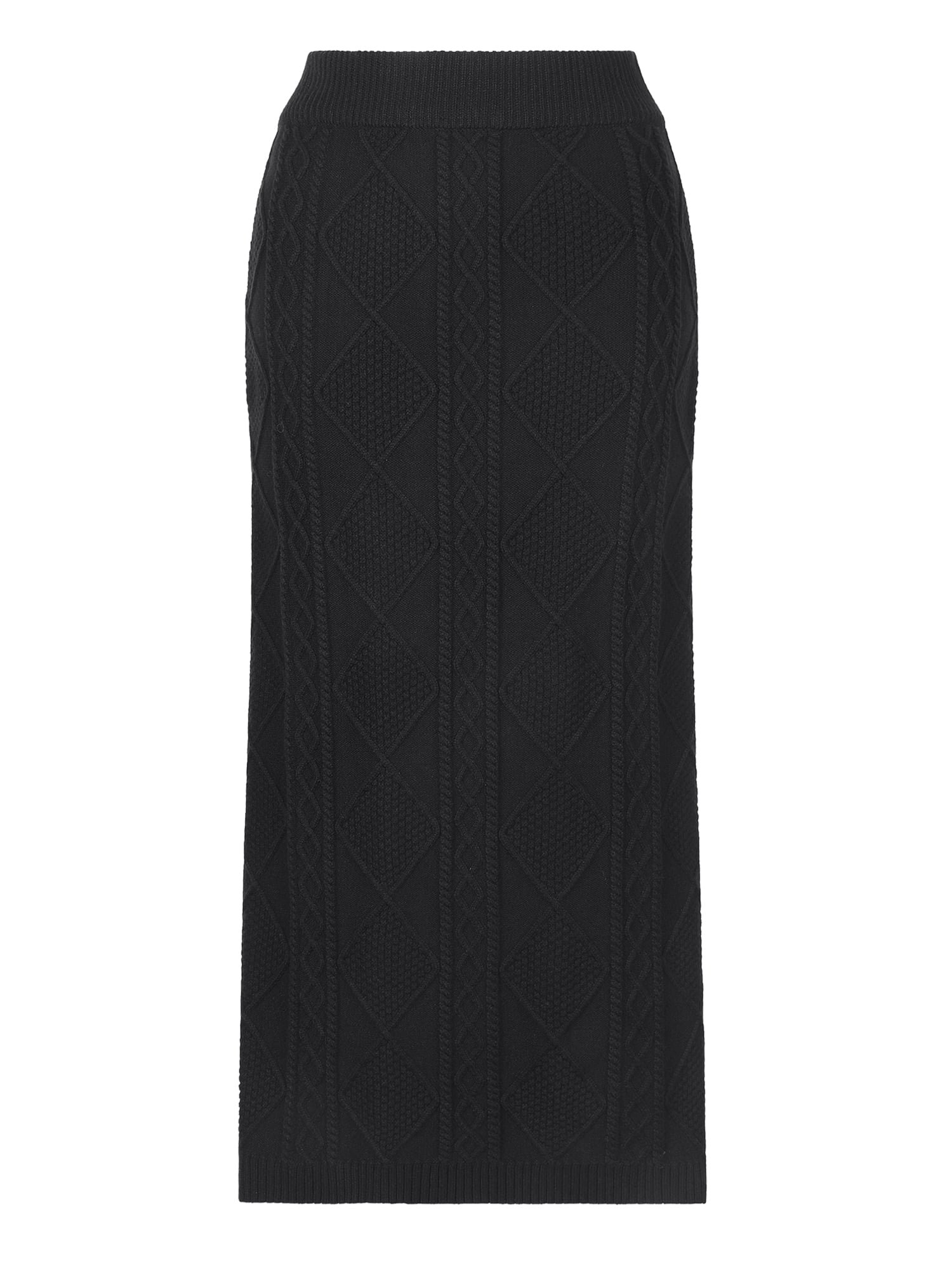 Women's Ribbed Knit Elastic High Waist Pencil Sweater Midi Skirts M Black