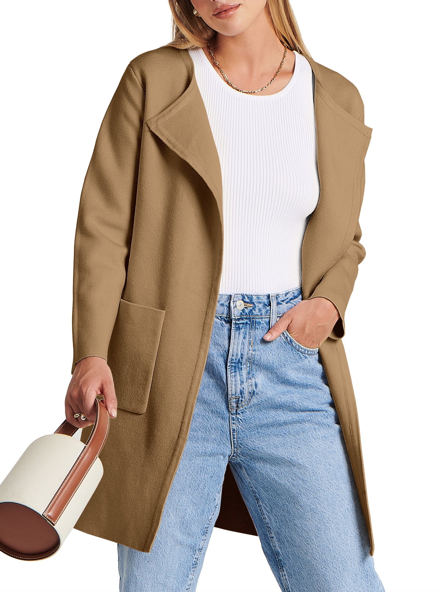 Women's Fall Jackets Oversized Trench Coat Open Front Casual Long Cardigan Sweater Clothing