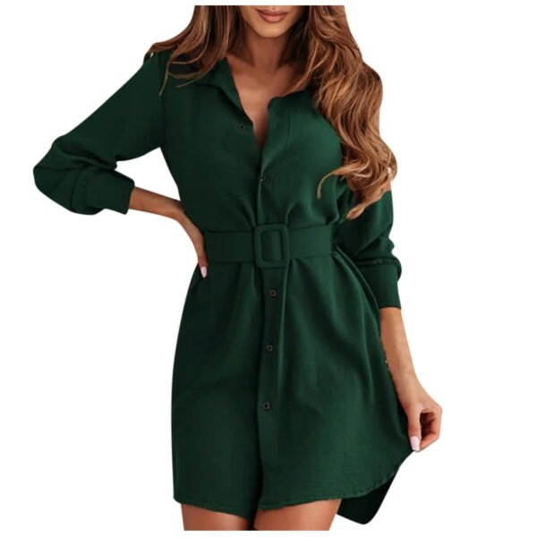 Winter Fall Dresses for Women Wedding Guest Long Sleeve Autumn Fashion Short Dress Lapel Slim Casual Shirt Dress