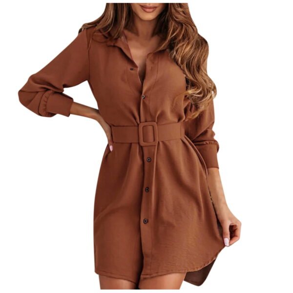 Winter Fall Dresses for Women Wedding Guest Long Sleeve Autumn Fashion Short Dress Lapel Slim Casual Shirt Dress