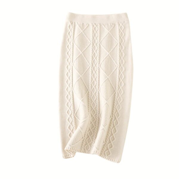 Women Autumn Winter Thick Wool Knitted Skirt Twist Long Straight Skirt Club Basic Leisure Dailywear