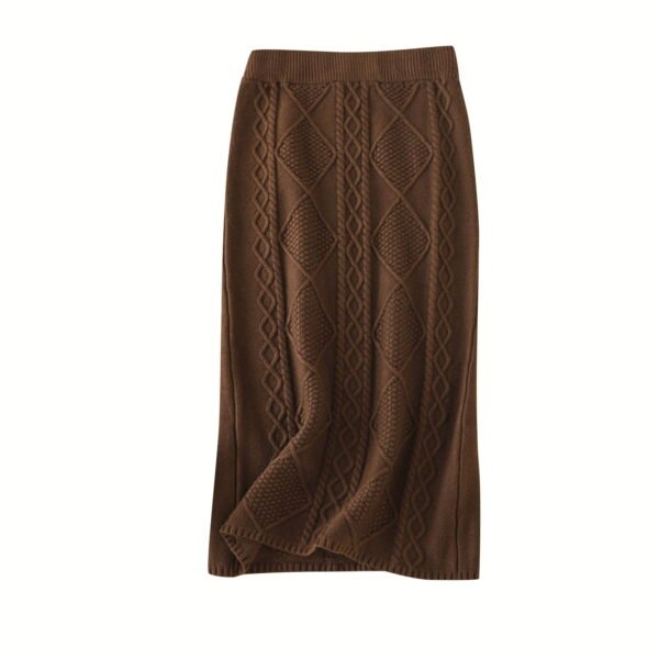 Women Autumn Winter Thick Wool Knitted Skirt Twist Long Straight Skirt Club Basic Leisure Dailywear